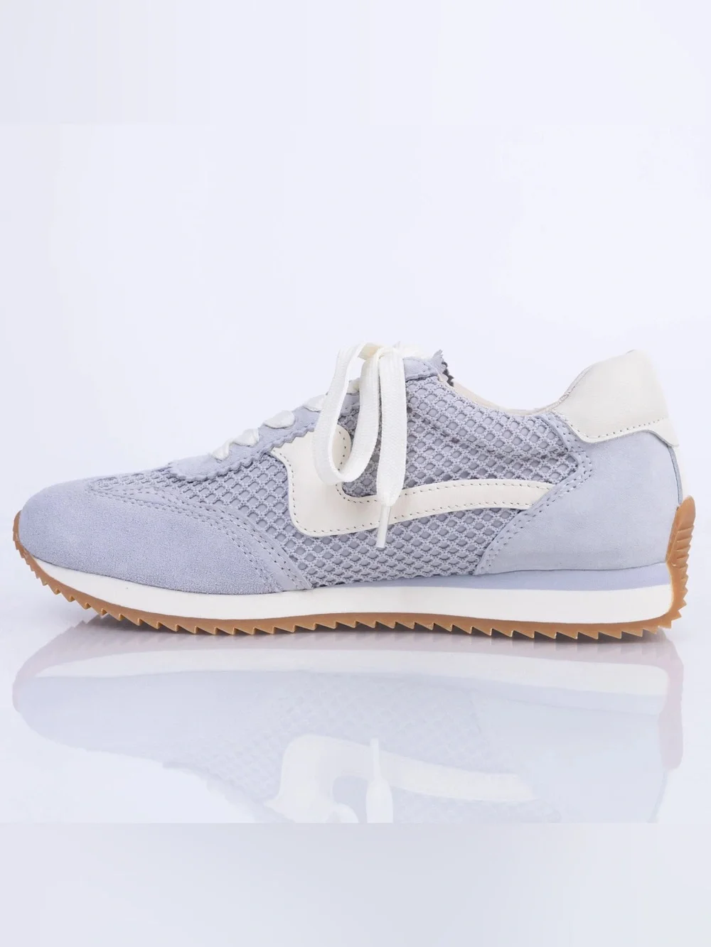 DOLCE VITA B.ntcd Mesh Light Grey Leather & Cream Retro Sneakers Runner Shoes